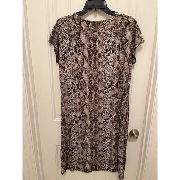 Dana Buchman Snake Print Dress Short Sleeve Knee-Length Women's M with V-Necklin - Picture 2 of 10